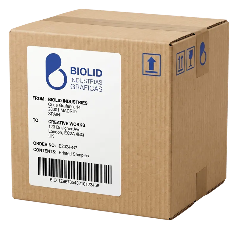 Etiqueta de logística con código de barras de BIOLID