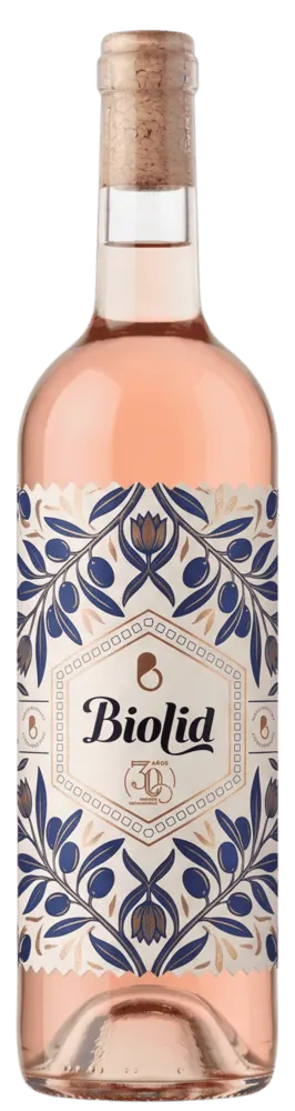 Botella de vino con etiqueta de papel verjurado de BIOLID